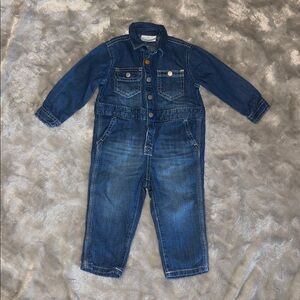 Gymboree Toddler Denim Jumper Coverall 18-24 Months Blue Unisex Kids Casual